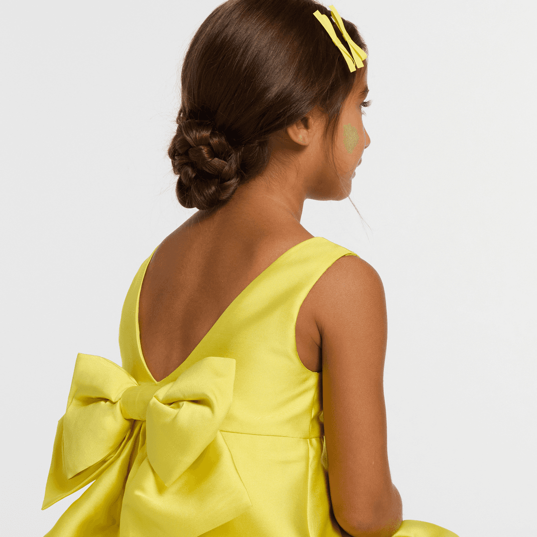 Jacadi Girl ceremony dress in Mikado satin - jaune soleil — image 1 of 3
