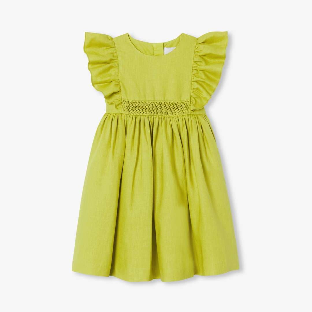 Jacadi Girl linen ceremony dress - vert pre — image 2 of 2
