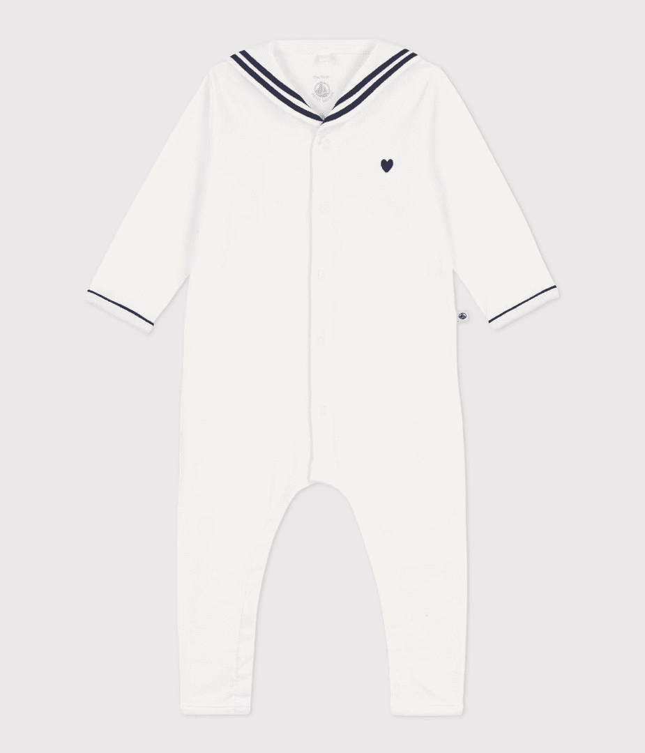 Petit Bateau Babies' footless cotton pyjama suit with a sailor collar — image 1 of 3