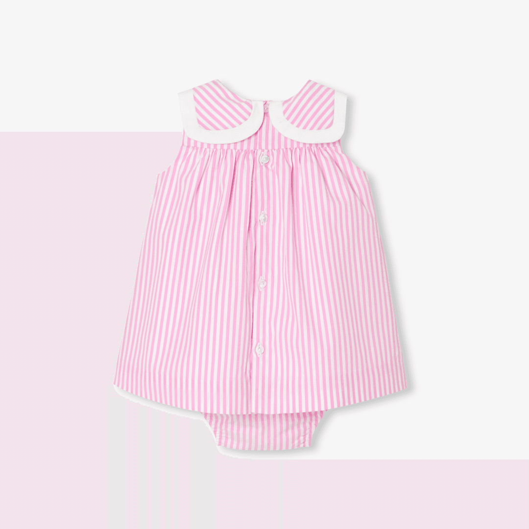 Baby girl dress in poplin - blanc/rose — image 2 of 3