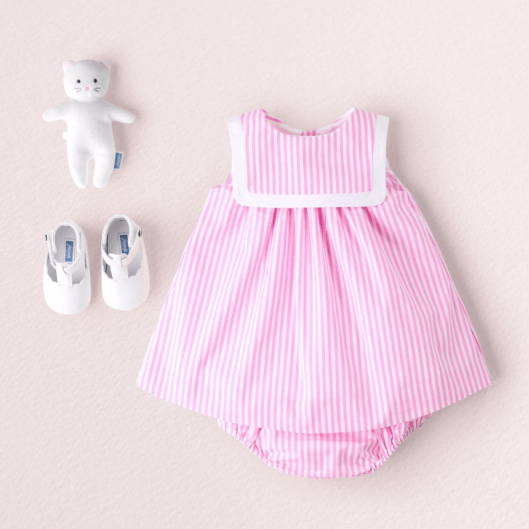 Baby girl dress in poplin - blanc/rose — image 3 of 3