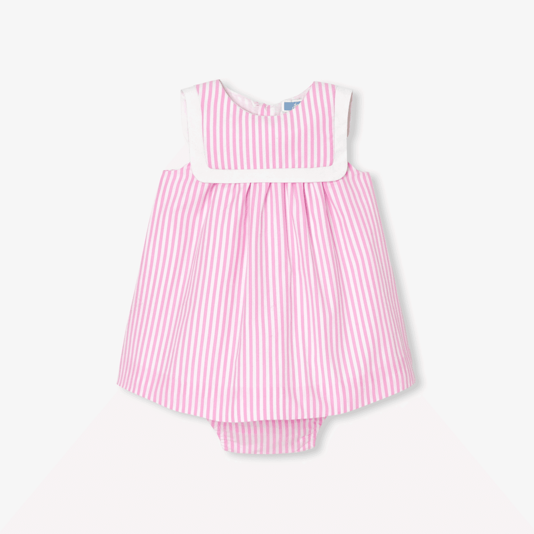 Baby girl dress in poplin - blanc/rose — image 1 of 3