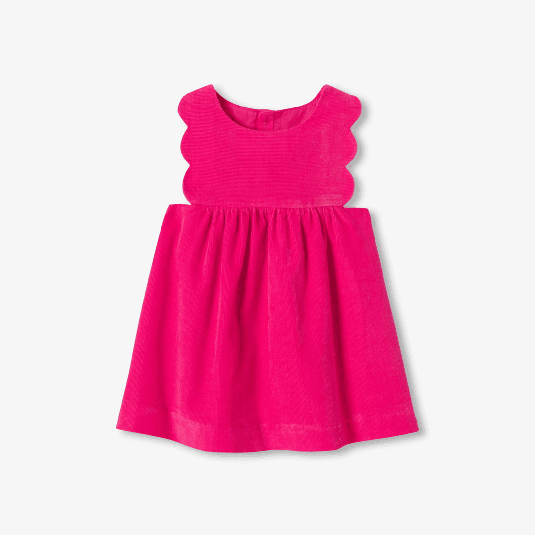 Jacadi Baby girl pinafore dress in fine-ribbed corduroy - fuschia — image 1 of 3
