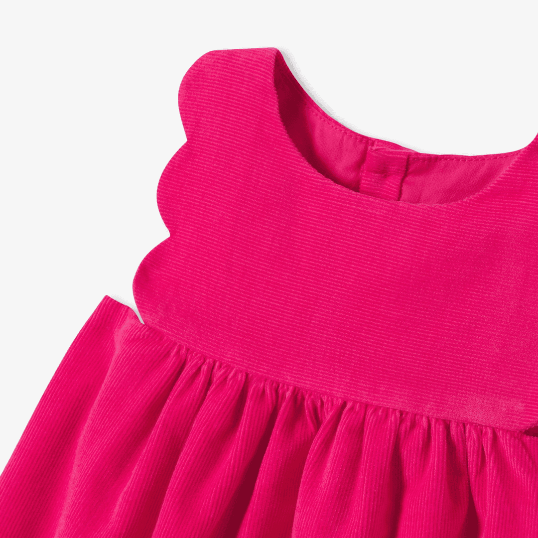 Jacadi Baby girl pinafore dress in fine-ribbed corduroy - fuschia — image 3 of 3
