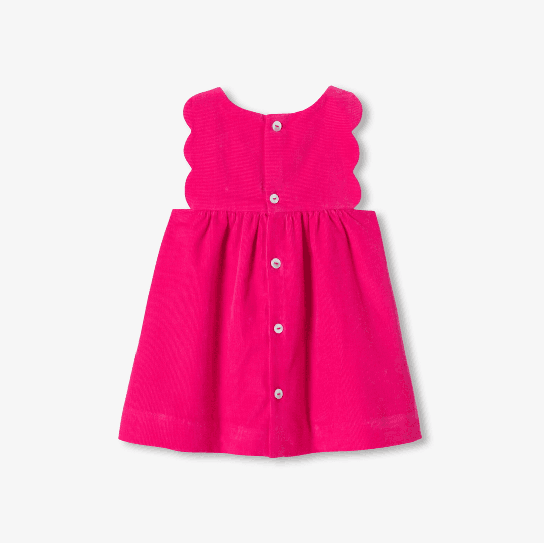 Jacadi Baby girl pinafore dress in fine-ribbed corduroy - fuschia — image 2 of 3