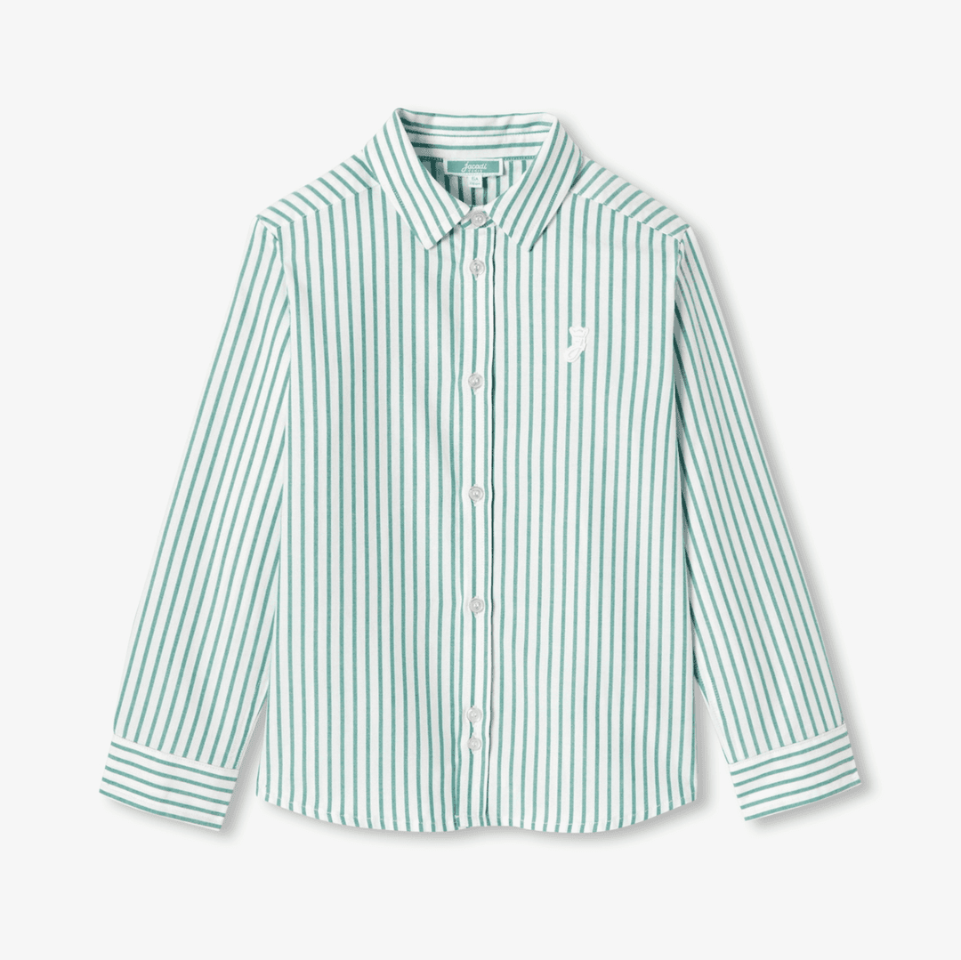 Jacadi Baby boy striped oxford cotton shirt - blanc/vert — image 1 of 2