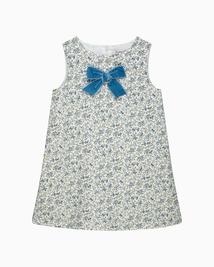 Trottters Blue Cord Ditsy Floral Pinafore — image 1 of 2